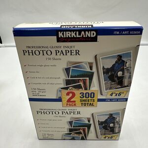 New! Kirkland Professional Glossy Inkjet Photo Paper 4"x6" 300 Sheets 69 lb